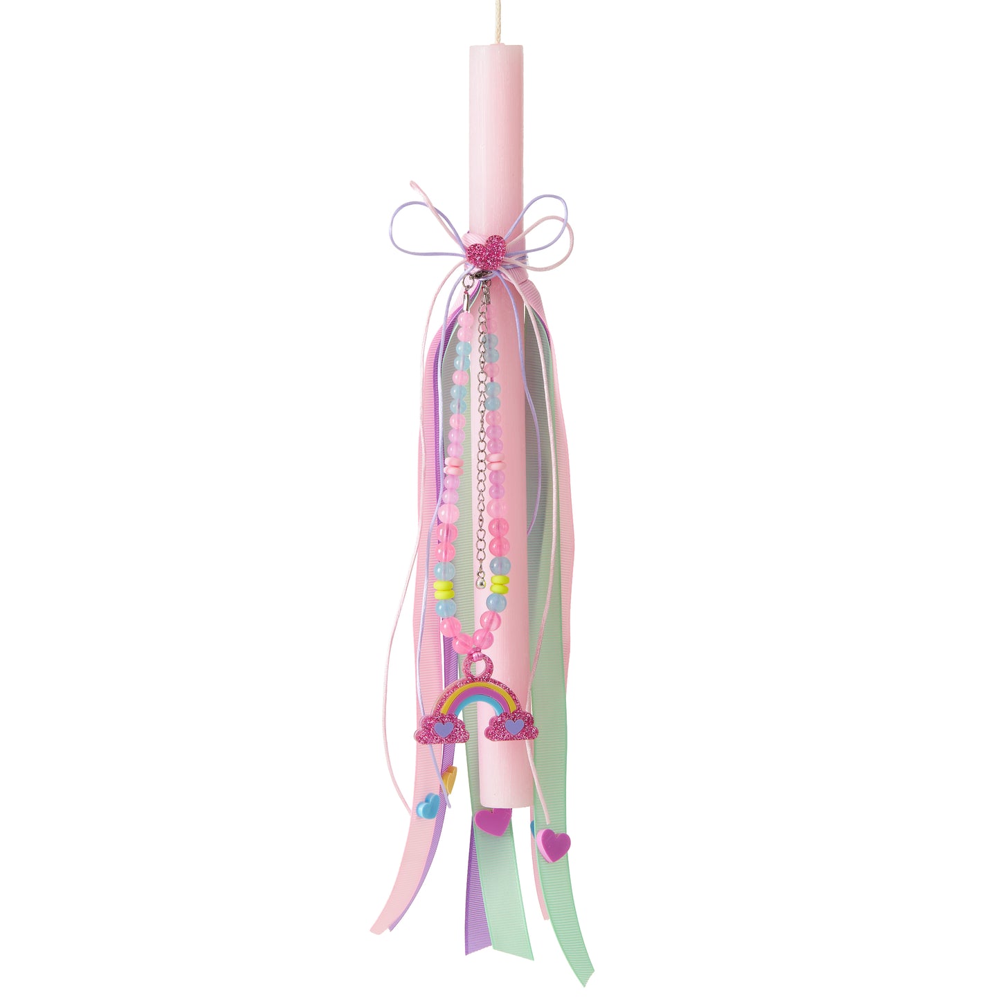 99.CANDLENECKRAINBOW # Easter Candle with Rainbow Necklace