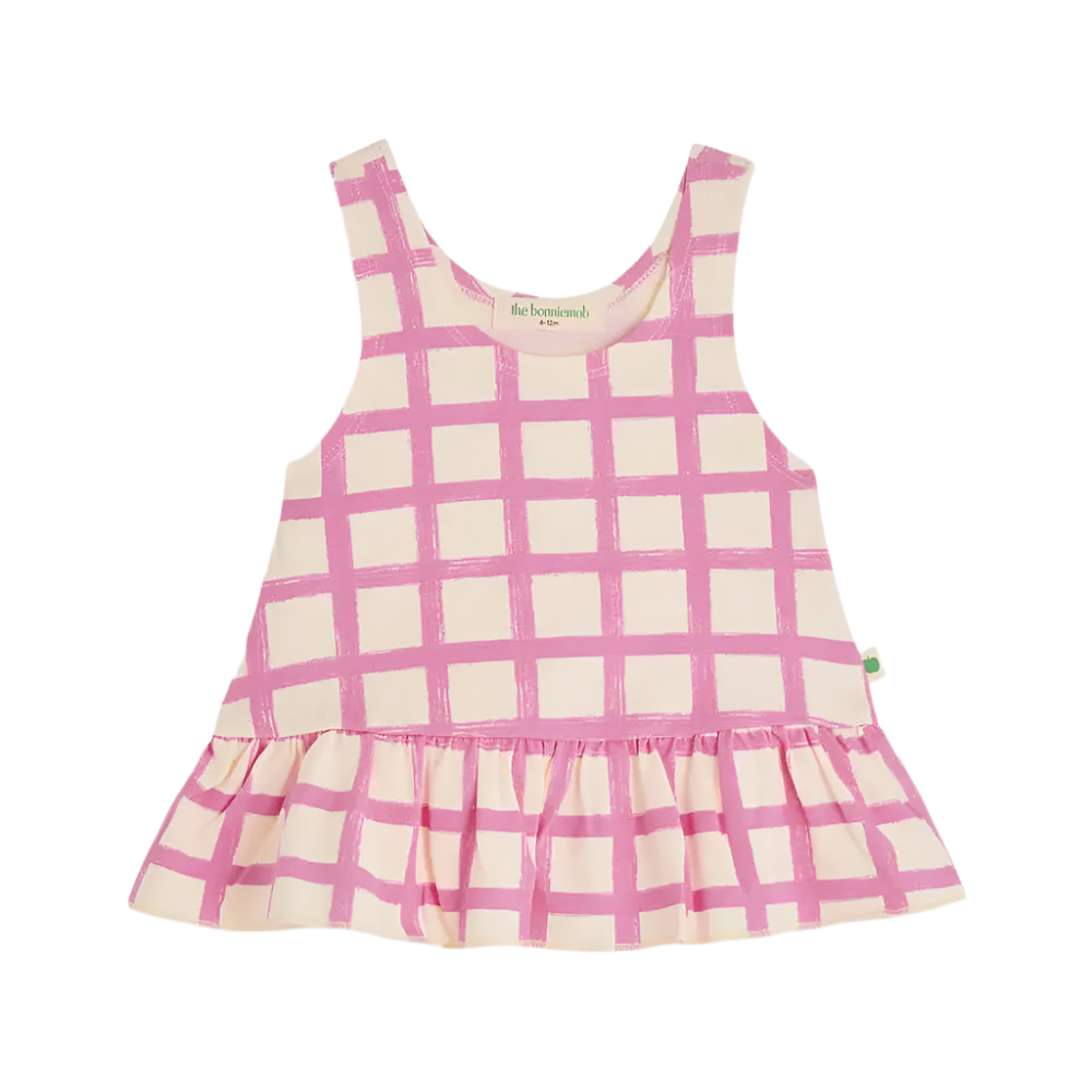 52A.SCOOPS-3613-251P # Baby Sleeveless Top Pink Checker