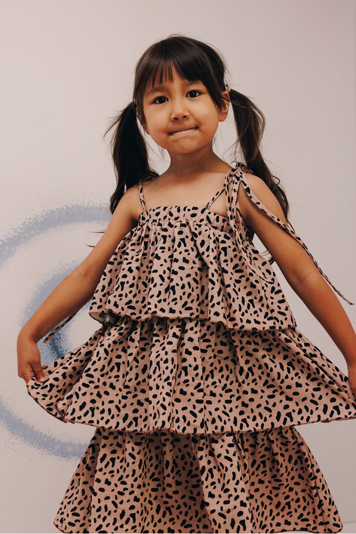 52A.DRESS_SPOTTLES_BR # Kids Dress Wave Spotless Brown