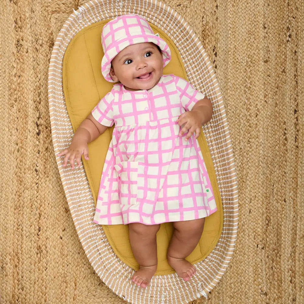 52A.SPRINKLES-3611-251P # Βρεφικό Κοντομάνικο Φόρεμα Pink Checker