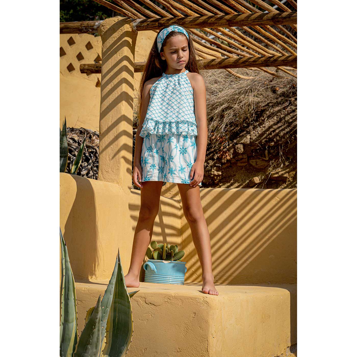 Παιδικό Κεντημένο Σορτς Γαλάζιο