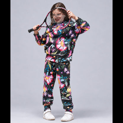 62B.TT26321914 # Παιδικό Σετ Φόρμες Growfit Berry Blossom Black