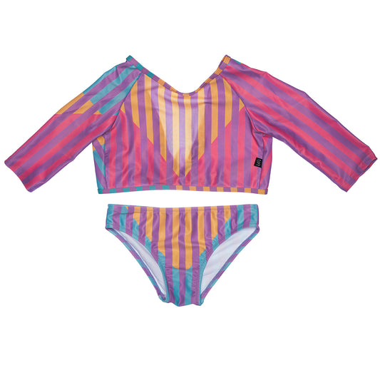 Παιδικό Μακρυμάνικο Μαγιώ Μπικίνι Aphrodite Stripes Pink