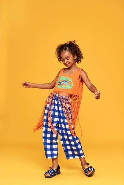 Παιδική Παντελόνα Check White & Blue