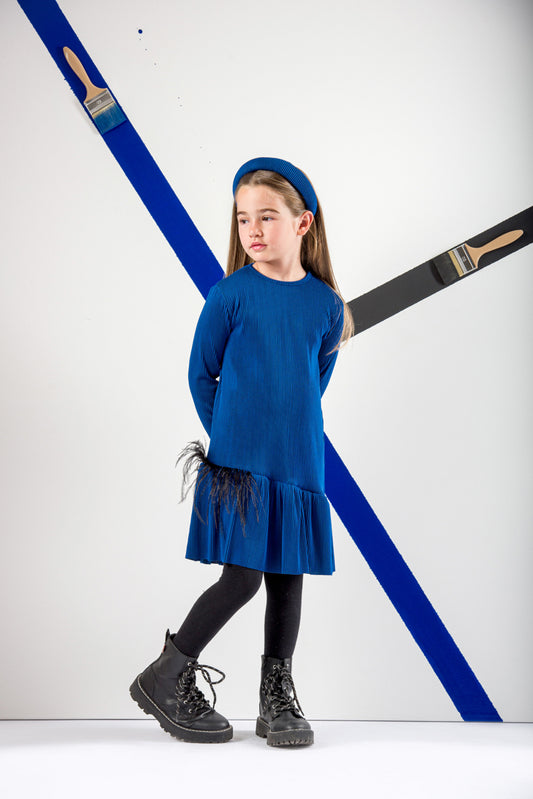 Παιδικό Φόρεμα Πλισέ Μπλε Ηλεκτρίκ