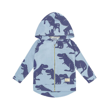 52B.T-REX BLUE _HOODIE # Παιδική Ζακέτα Φούτερ με Κουκούλα T-Rex