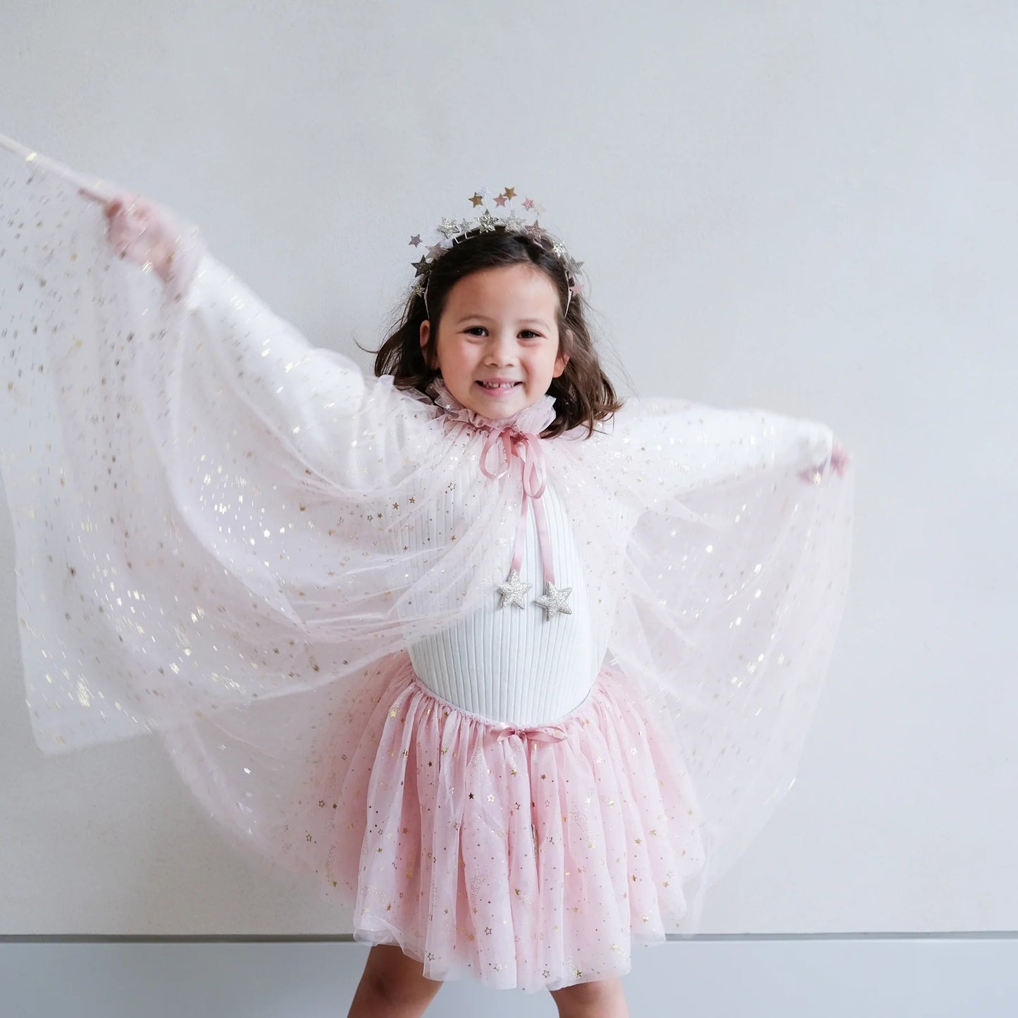 99.ML0281 # Kid's Tulle Cape Pink Shooting Star