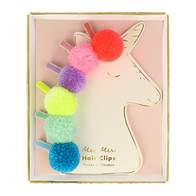 Παιδικά Κλιπς Μαλλιών Pompom Unicorn