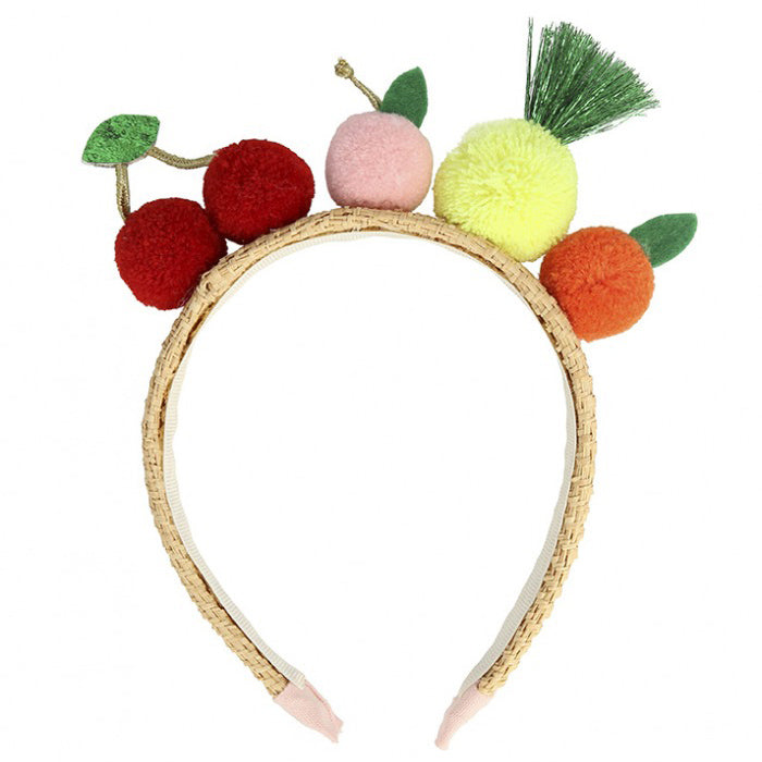 Παιδική Στέκα Μαλλιών με Φρούτα Pom-Pom