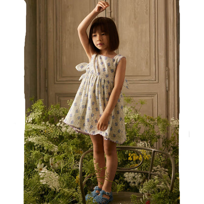 62A.GRI-S26-S0296 # Kid Sleeveless Dress Aloisa Cream Flower Dunes