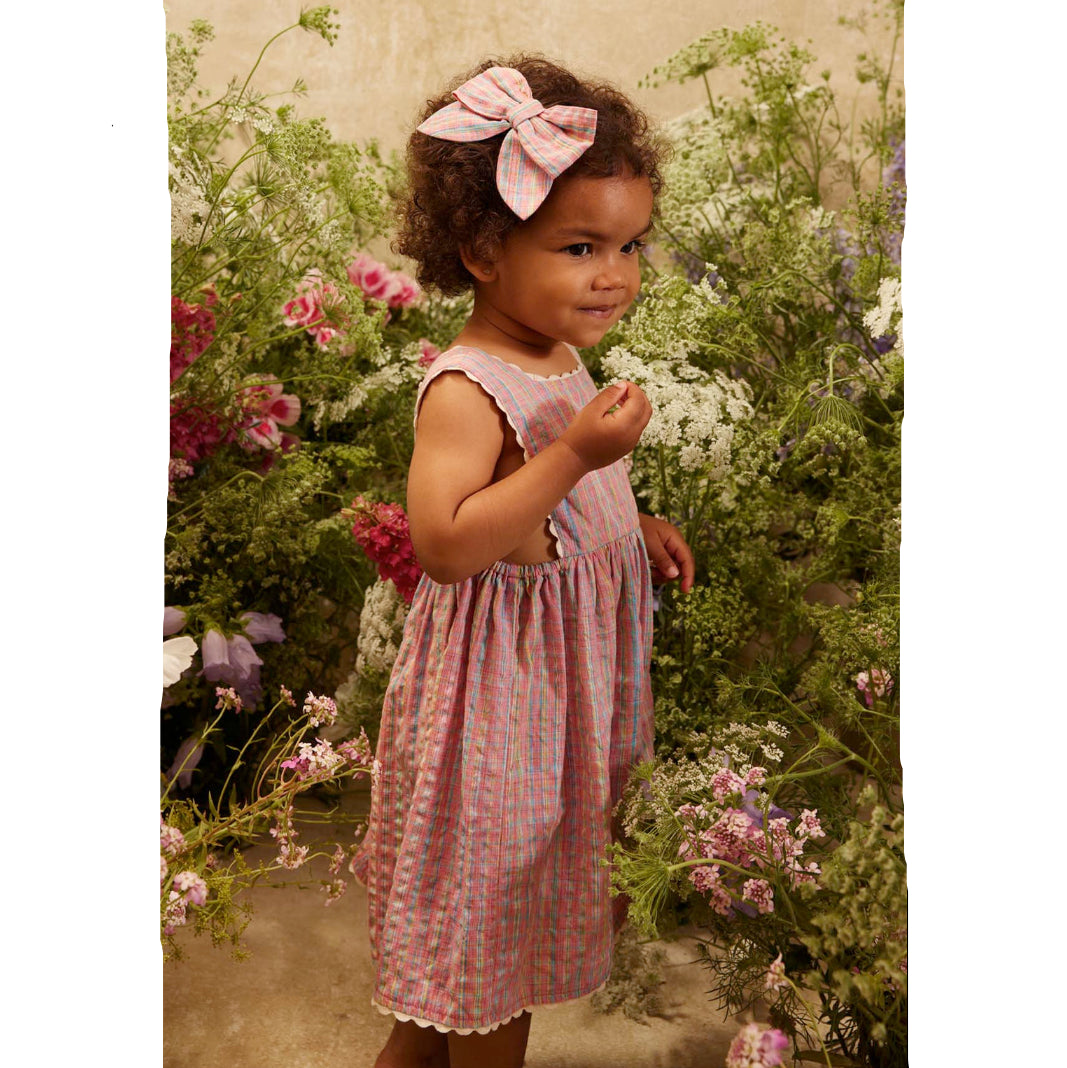 62A.GRI-S0078-BEBE # Baby Sleeveless Dress Aloisa Pink Pomelo Checkered