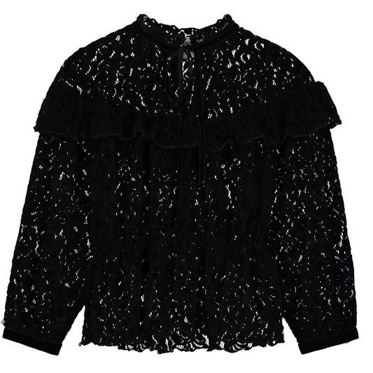 52B.25200051 # Παιδική Μακρυμάνικη Μπλούζα με Δαντέλα Chenille