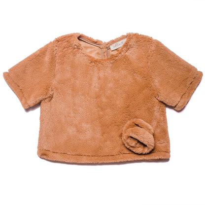 Kids Faux Fur Blouse Brown