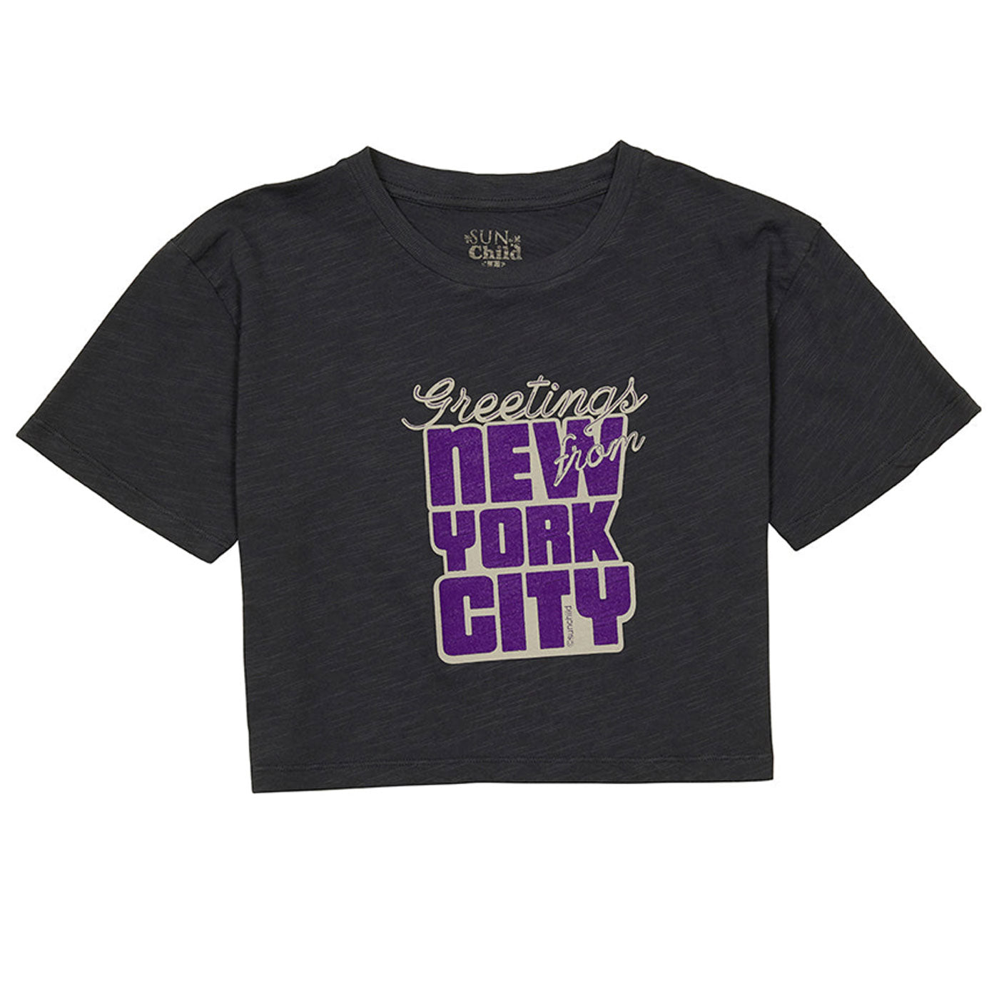 52A.GREETINGS_3001_Ard # Κοντομάνικη Μπλούζα Κροπ Τοπ Greetings Ardoise