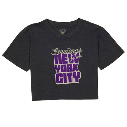 52A.GREETINGS_3001_Ard # Κοντομάνικη Μπλούζα Κροπ Τοπ Greetings Ardoise