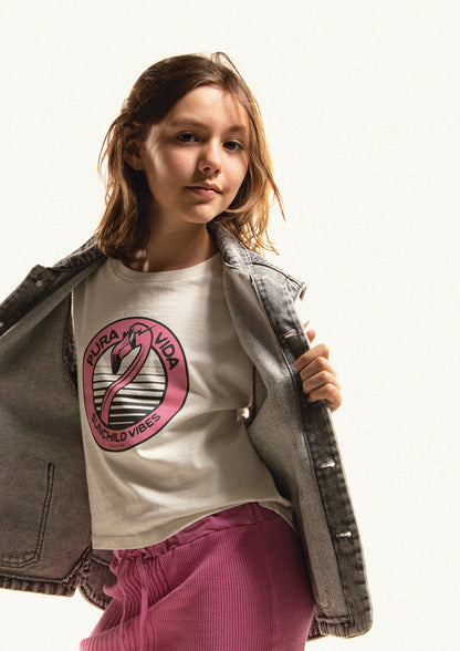 52A.FLAMINGO_3005_Milk # Παιδική Μπλούζα Flamingo Milk