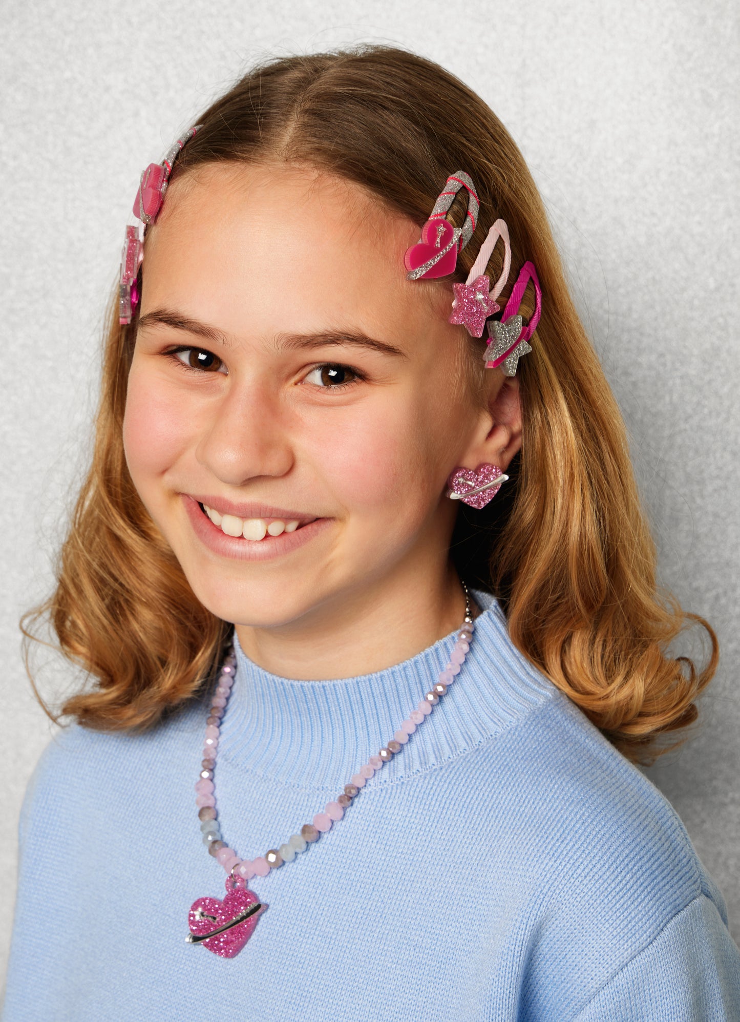99.EARPLANETSHEARTCLIP # Kids Planet Heart Clip-on Earrings