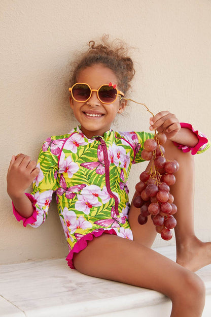 Παιδικό Μακρυμάνικο Μαγιώ με Βολάν Orchids