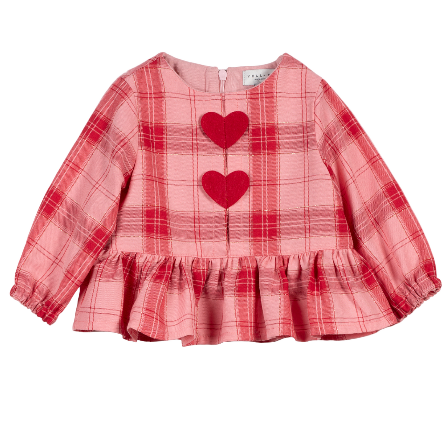 52B.41210220009 # Βρεφική Μακρυμάνικη Μπλούζα Καρό Με Καρδιές Pink & Red