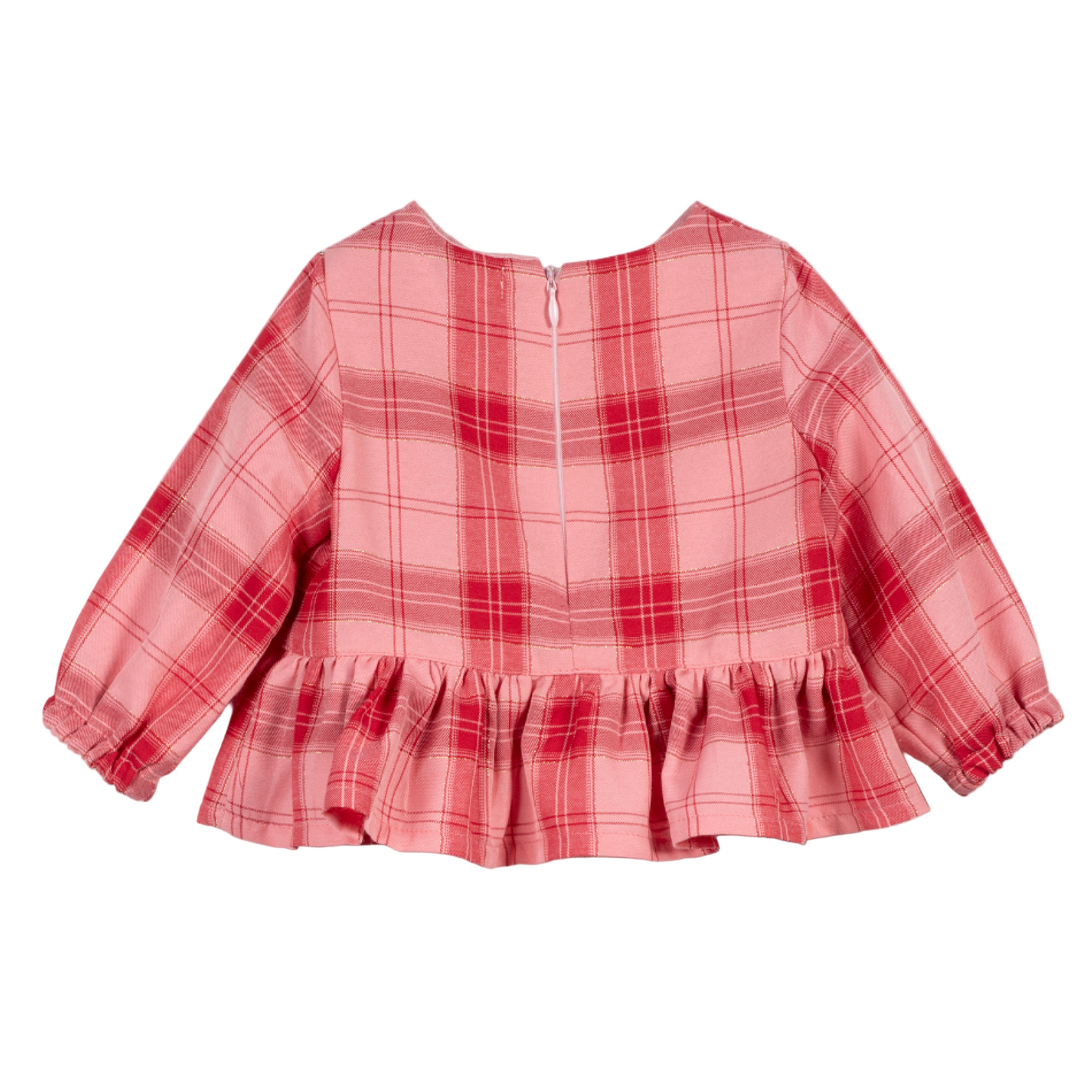 52B.41210220009 # Βρεφική Μακρυμάνικη Μπλούζα Καρό Με Καρδιές Pink & Red