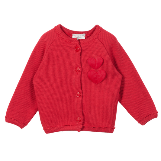 52B.41210260003 # Βρεφική Πλεκτή Ζακέτα Hearts Κόκκινη