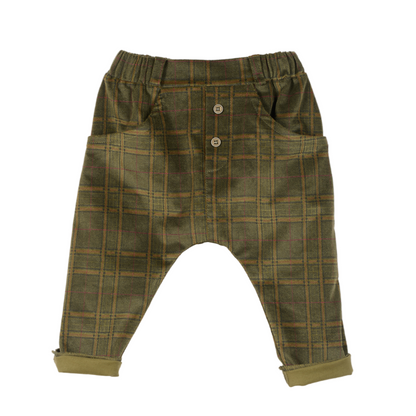 52B.41211301026 #  Βρεφικό Παντελόνι Plaid Olive Khaki