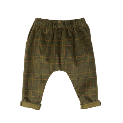 52B.41211301026 #  Βρεφικό Παντελόνι Plaid Olive Khaki