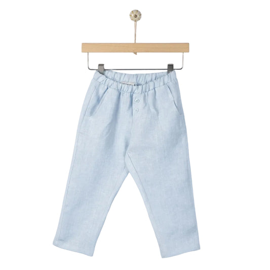 62A.41311101215_bb # Baby Linen Trousers Hermes Aether Blue