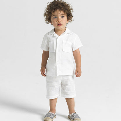62A.41311123200 # Kids Linen Shirt Hermes White