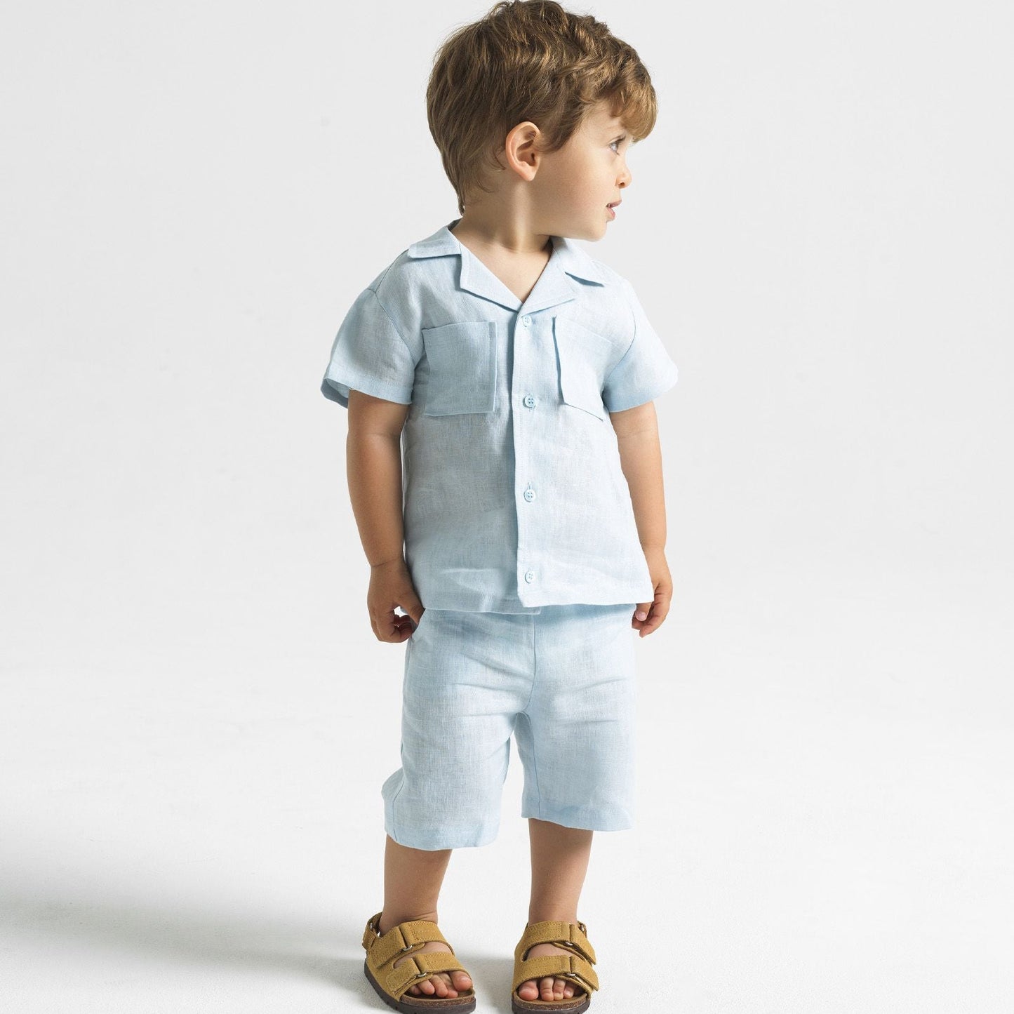 62A.41311123205 # Kids Linen Shirt Hermes Aether Blue