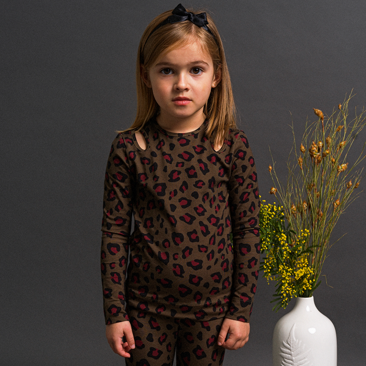 52B.42210322026 # Παιδική Μακρυμάνικη Μπλούζα με Ανοίγματα Λεοπάρ