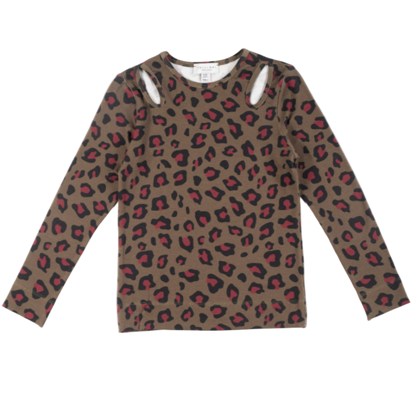 52B.42210322026 # Παιδική Μακρυμάνικη Μπλούζα με Ανοίγματα Λεοπάρ
