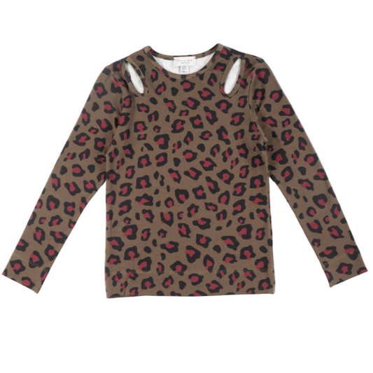 52B.42210322026 # Παιδική Μακρυμάνικη Μπλούζα με Ανοίγματα Λεοπάρ