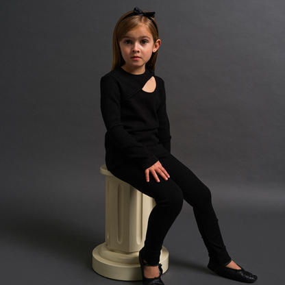 52B.42210322102 # Παιδική Μακρυμάνικη Μπλούζα Ριμπ Cutout Μαύρη