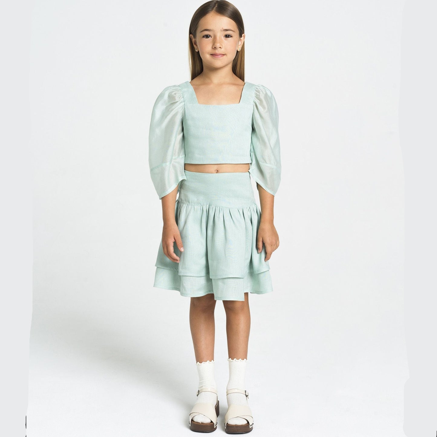 62A.42310307026 # Kis Linen Skirt Gaia Dusty Aqua