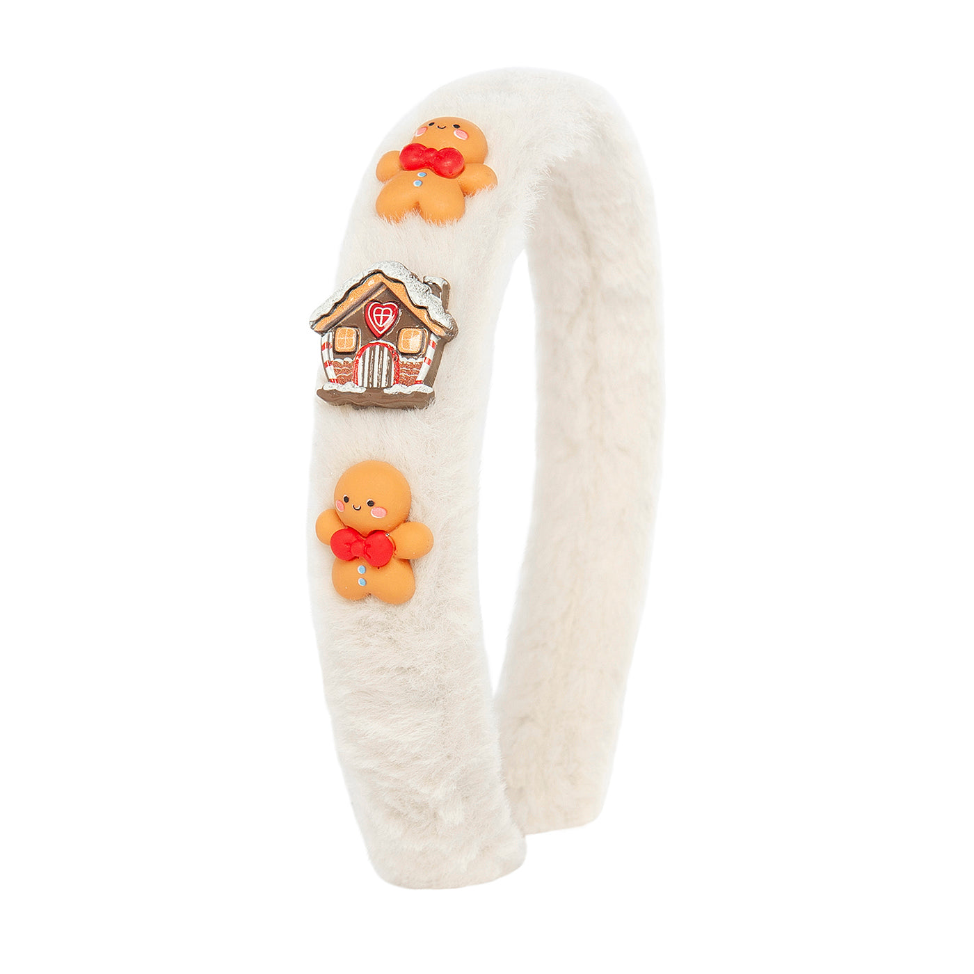 52B.xmas-head-slim-fur-ivory # Kids Furry Headband Xmas Gingerbread