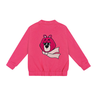 52B.BEAR PINK _BOMBER # Παιδική Ζακέτα Bomber Bear Pink
