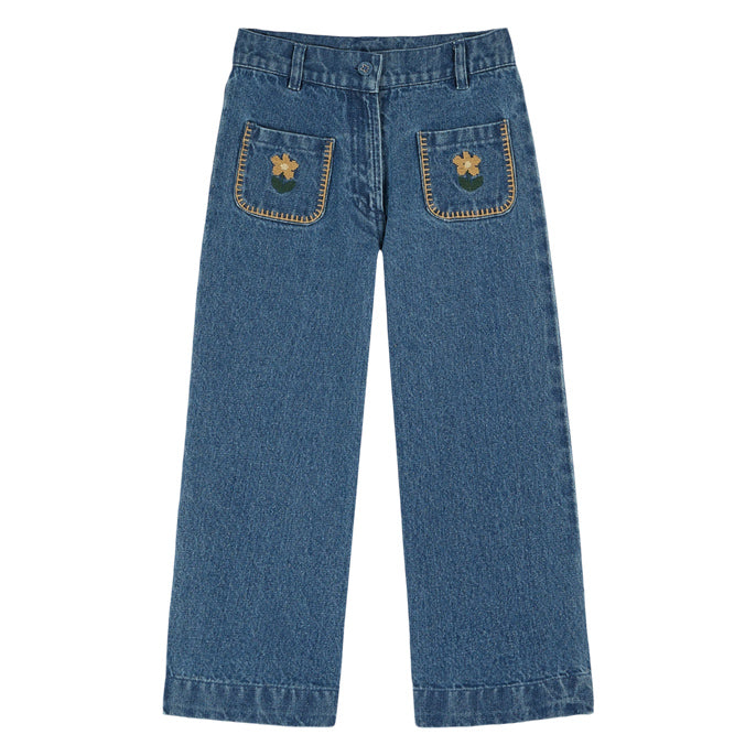 Παιδικό Τζιν Παντελόνι με Λουλούδια