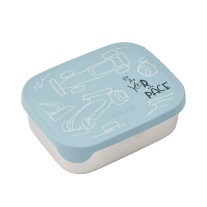 99.LW14982_2783 # Stainless Steel Food Container Race Cars Beach Blue