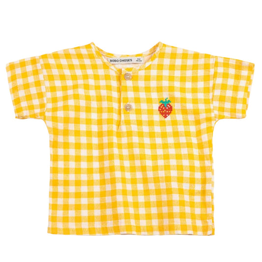 62A.B126AB145_721 # Βρεφική Κοντομάνικη Μπλούζα Pixel Strawberry Yellow