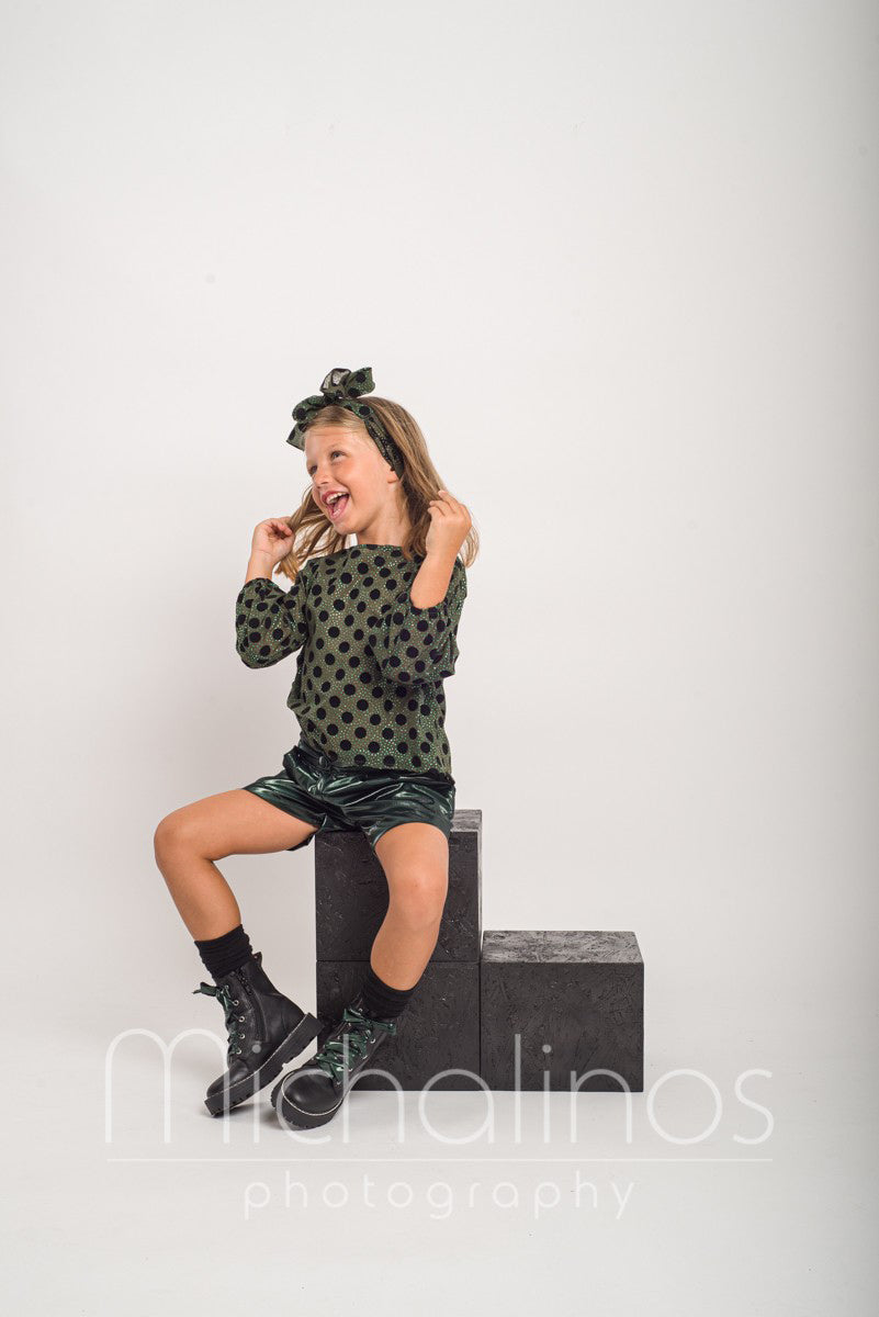 Παιδικό Σετ Πουά Μπούζα και Σορτς Δερματίνη