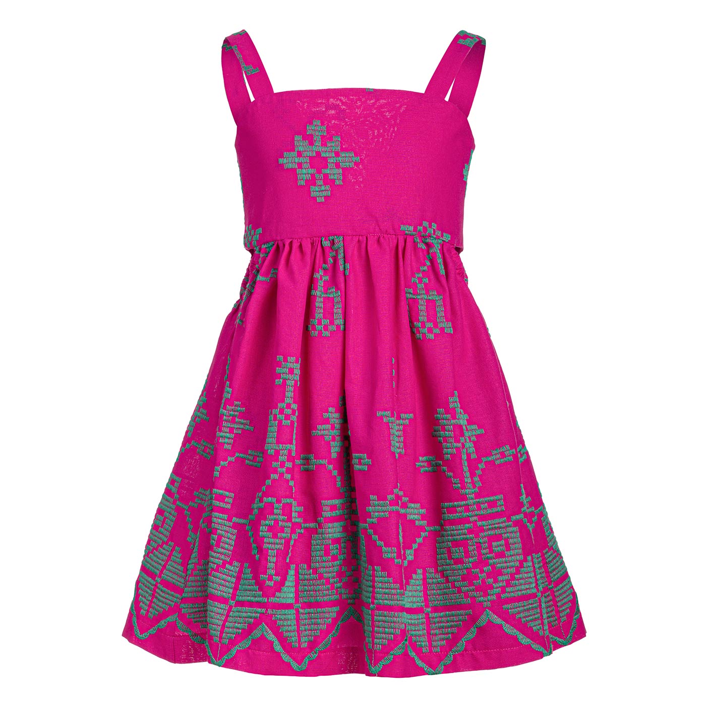 Παιδικό Φόρεμα με Κεντήματα Φούξια