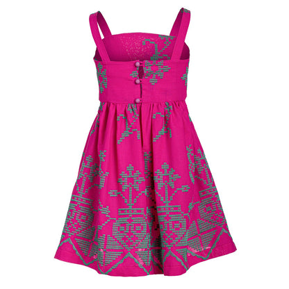 Παιδικό Φόρεμα με Κεντήματα Φούξια