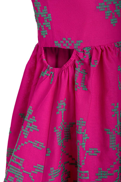 Παιδικό Φόρεμα με Κεντήματα Φούξια