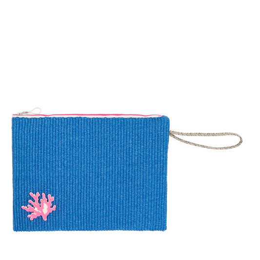 Αδιάβροχο Τσαντάκι Christina Blue Raffia Coral