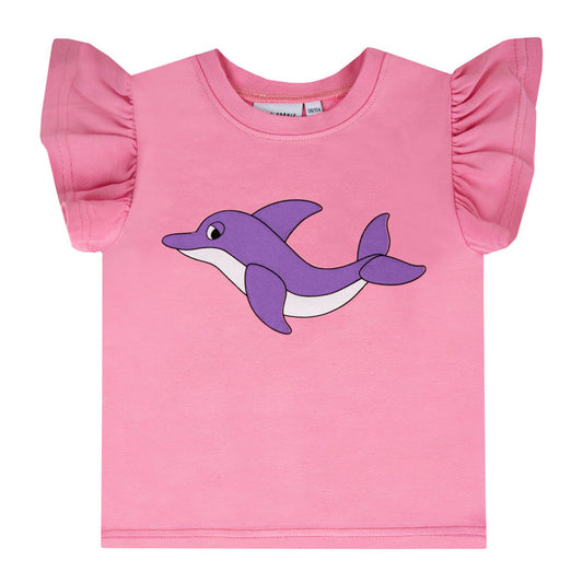 Βρεφική Μπλούζα T-Shirt Dolphin Pink με Φρου-Φρου