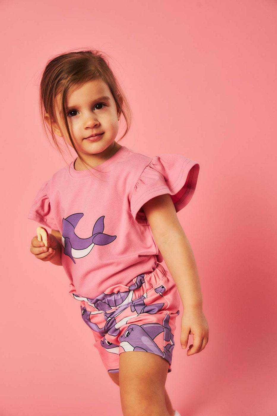 Βρεφική Μπλούζα T-Shirt Dolphin Pink με Φρου-Φρου