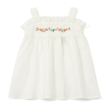 Βρεφικό Φόρεμα με Κέντημα Λευκό