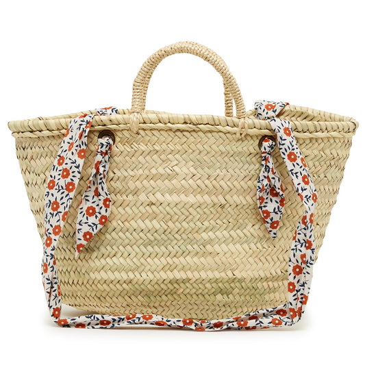 Ψάθινη Τσάντα με Φουλάρι