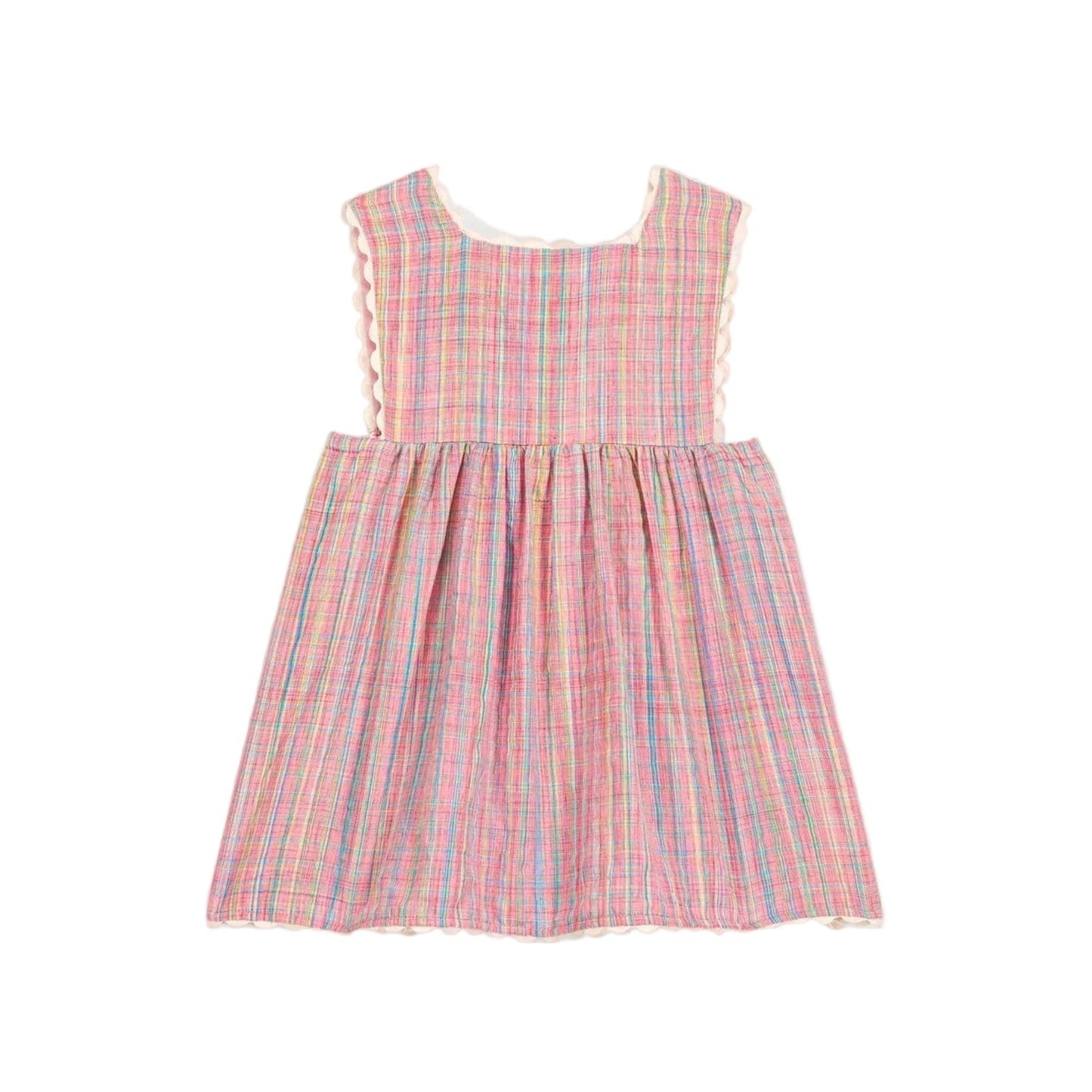 62A.GRI-S0078-BEBE # Baby Sleeveless Dress Aloisa Pink Pomelo Checkered